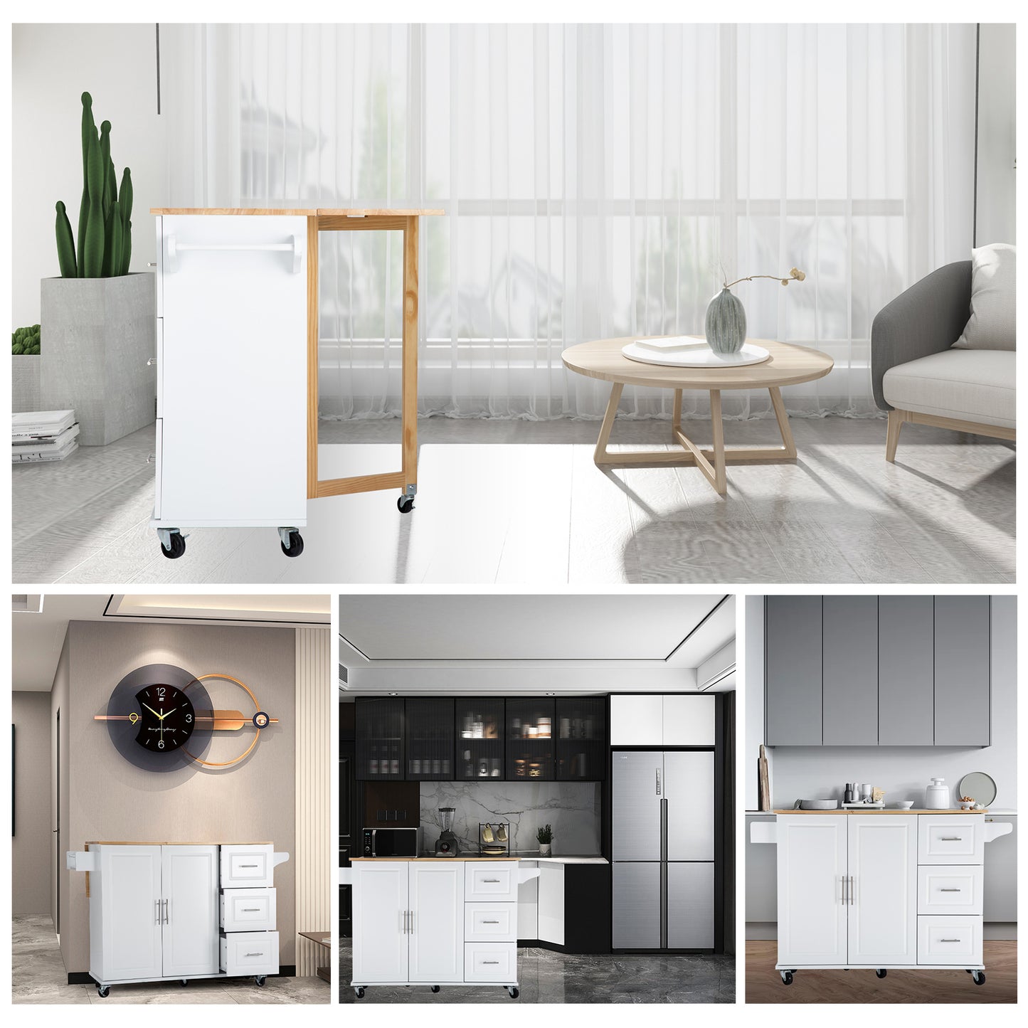 Savvy Kitchen Island & Kitchen Cart - White