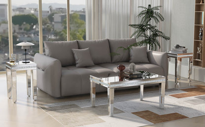 Mirrora Glass Mirrored Coffee Table Set of 3