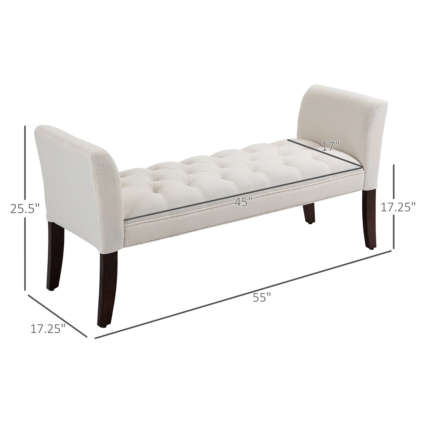 Evo Button-Tufted Bench - White