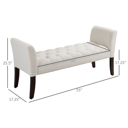 Evo Button-Tufted Bench - White