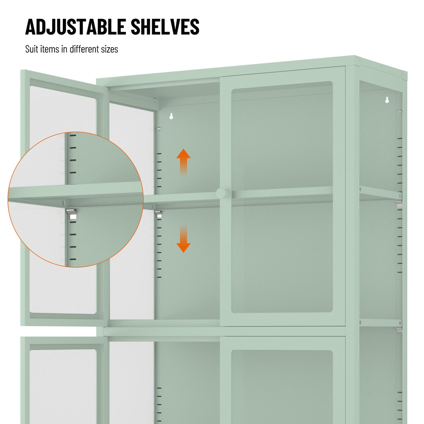 Hart Four Glass Door Storage Cabinet - Mint Green