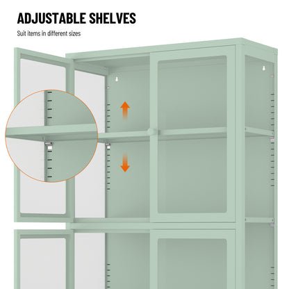 Hart Four Glass Door Storage Cabinet - Mint Green