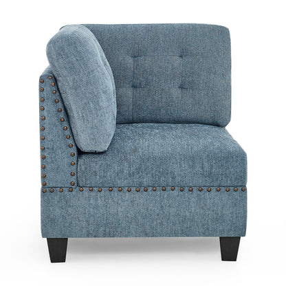 Molly Modular Sectional Sofa Four Single Chair and Two Corner - Navy Blue