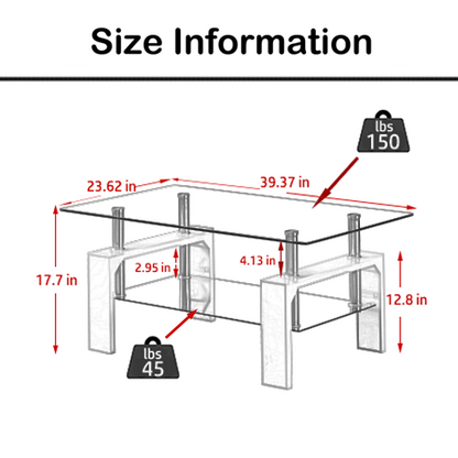 Pearl 2-Tier Coffee Table with Tempered Glass