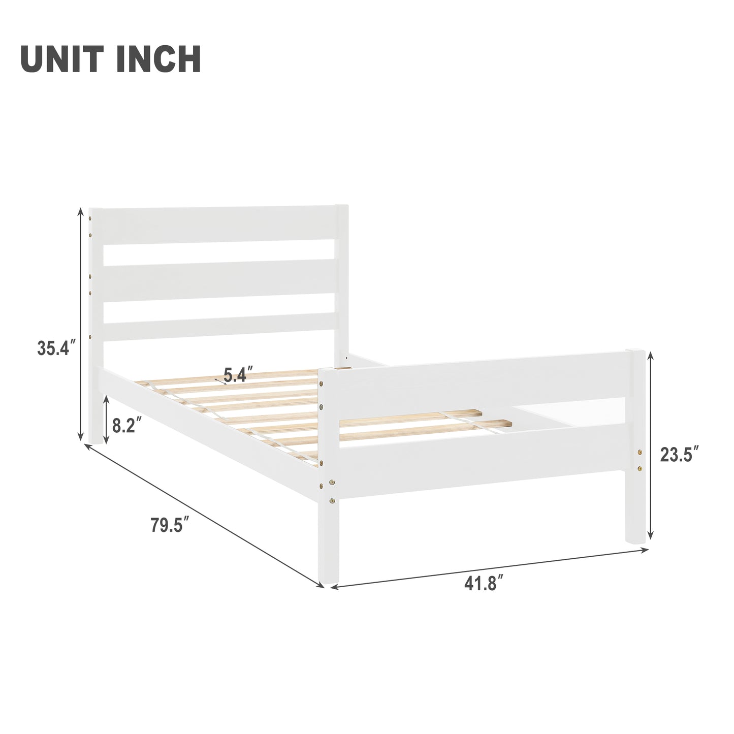 Saba Twin Size Platform Bed Frame - White