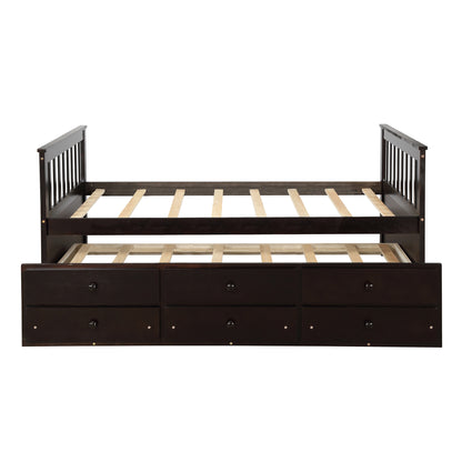 Abby Twin Daybed with Trundle Bed and Storage Drawers - Espresso