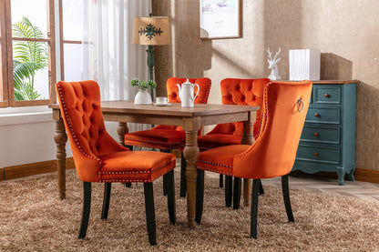 Nikki Velvet Dining Chair (Set of 2) - Orange
