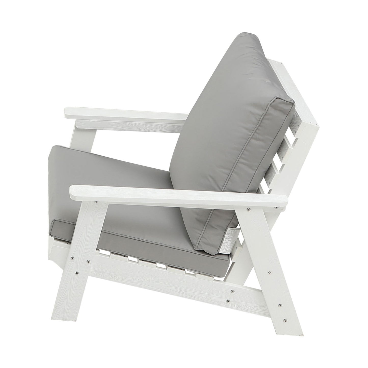 Micki Outdoor Single Sofa with Cushion - White/Gray