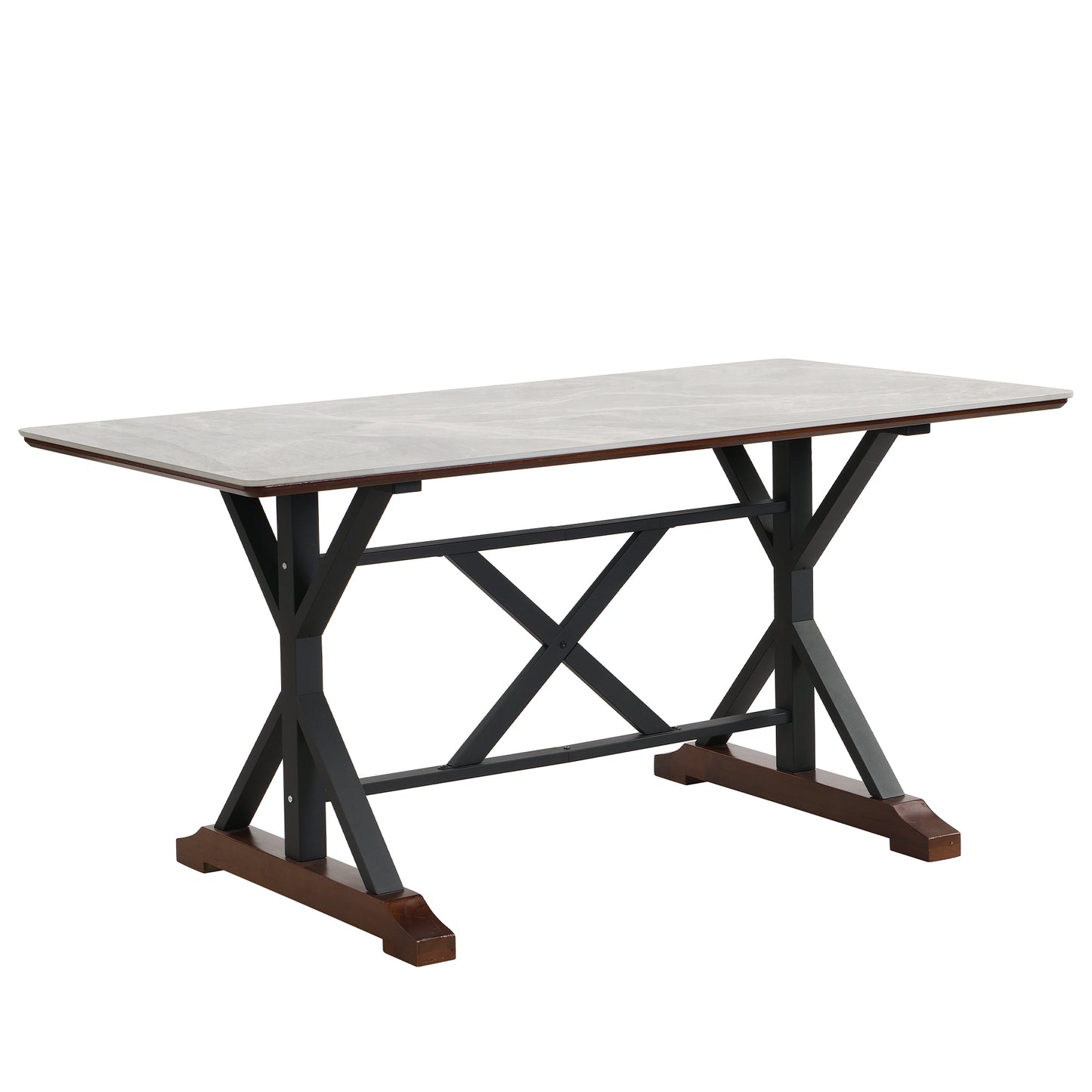 Zelma 7pc Dining Set Dining Table 6x Side Chairs - Gray