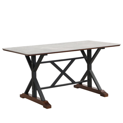 Zelma 7pc Dining Set Dining Table 6x Side Chairs - Gray