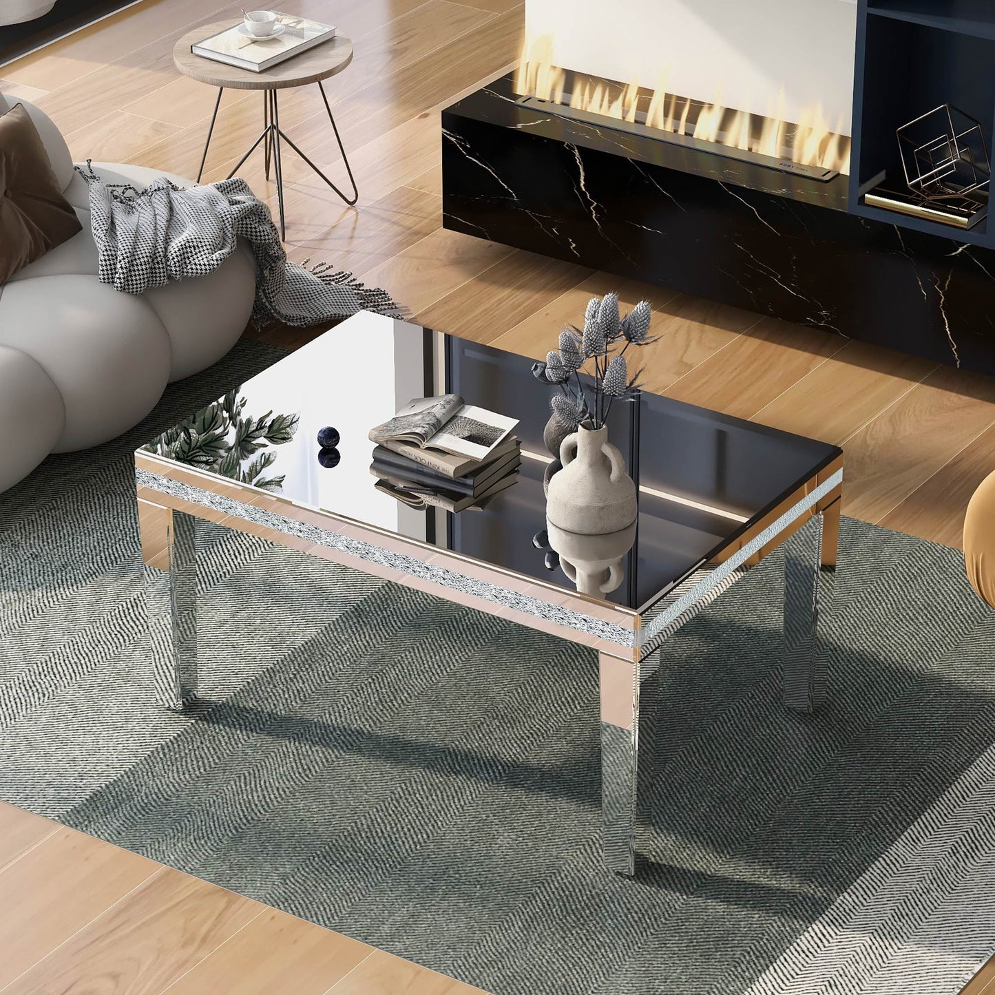 Mirrora Glass Mirrored Coffee Table