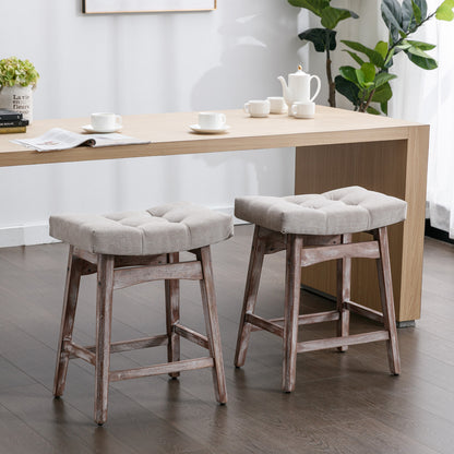 Farmhouse Counter Stools Height 25" -  Beige Set of 2
