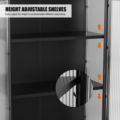 Renoe Tampered Glass Doors Cabinet - Black