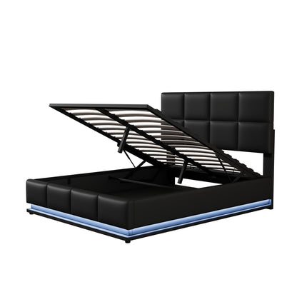 Lino Full Size PU Storage Bed w Hydraulic System - Black