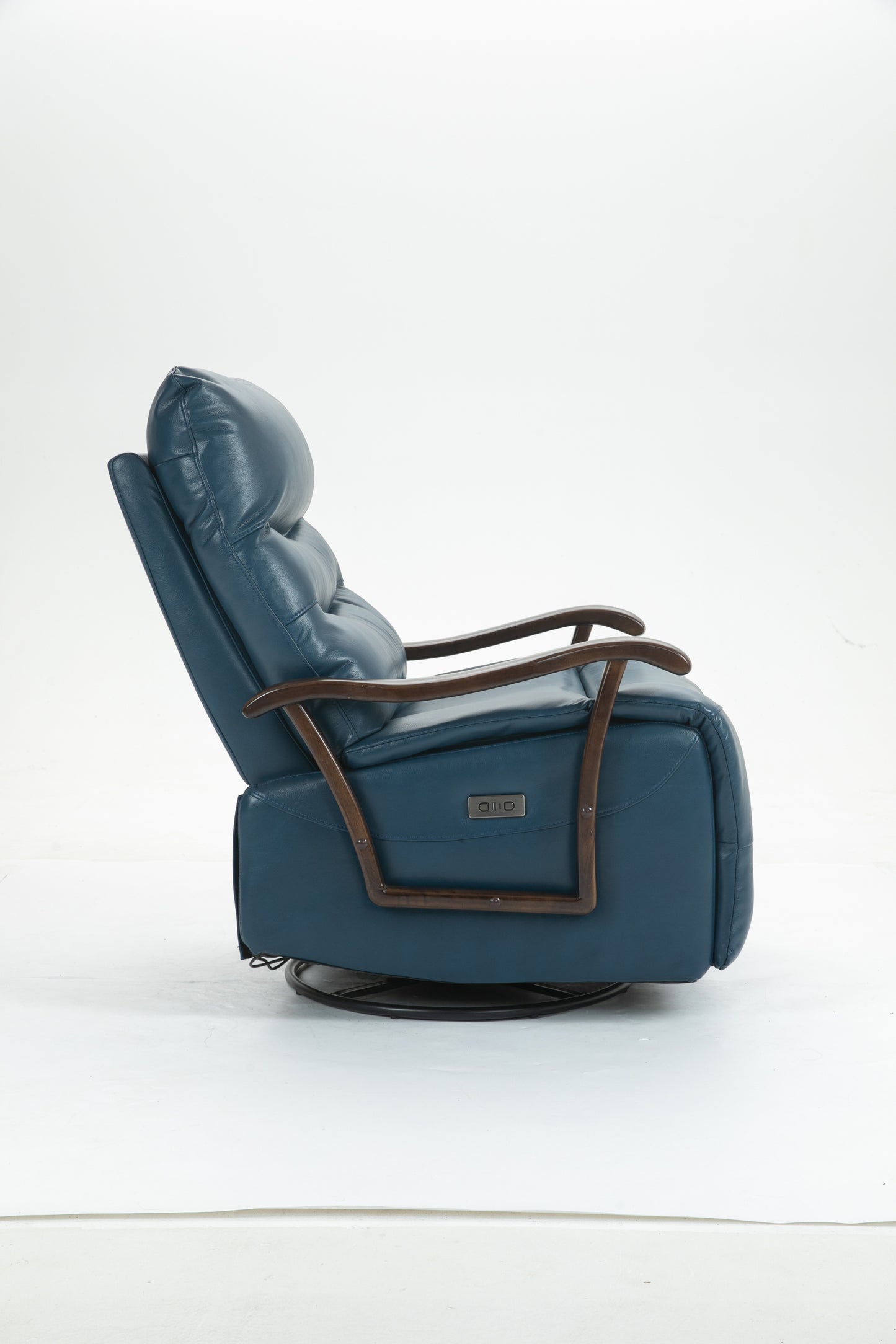 Berry Swivel Rocker Recliner Power Glider Chair with Solid Wood Armrests - Blue