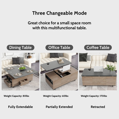 Regalia Modern Lift Top Coffee - Walnut & Black