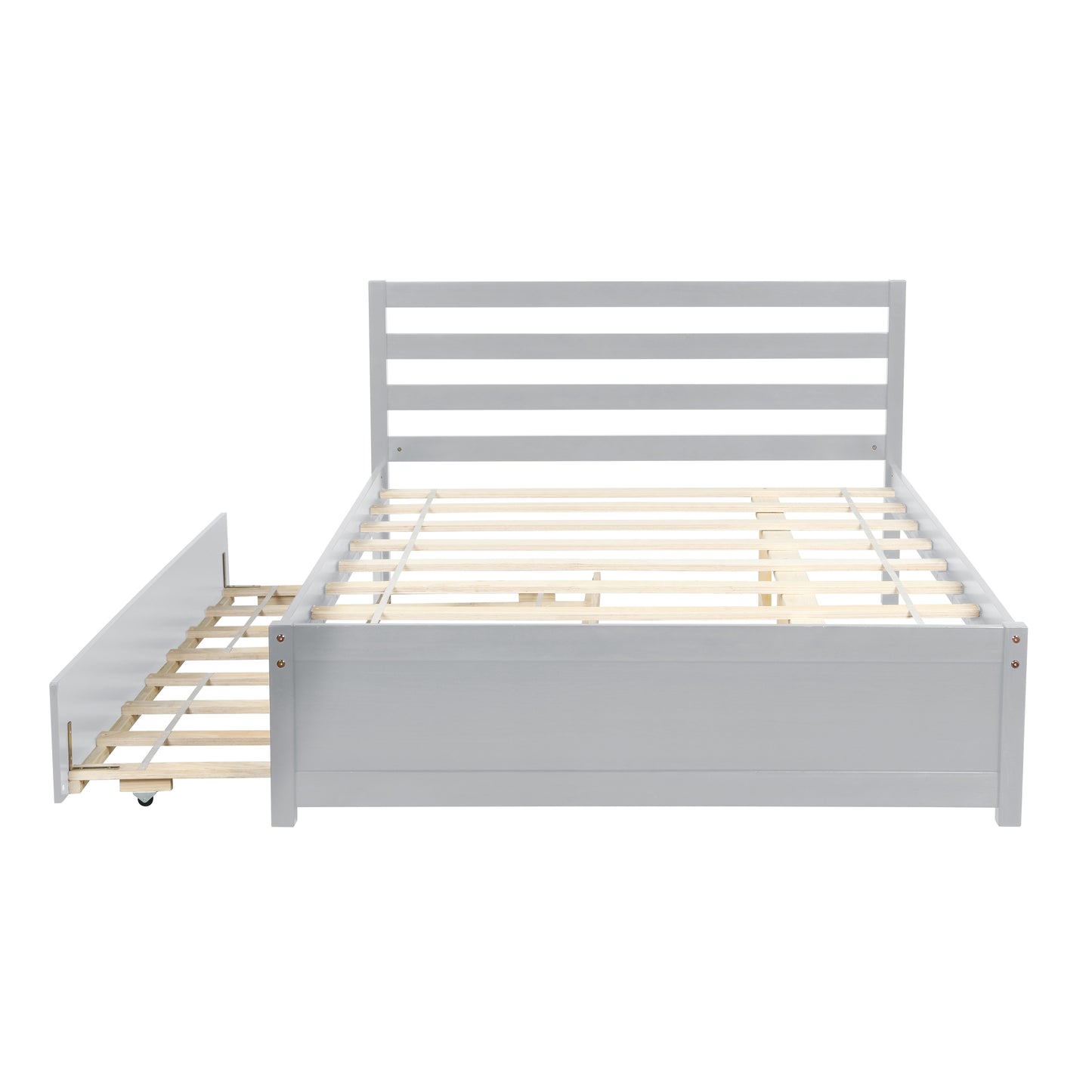 Amy Full Size Platform Bed Frame with Twin Trundle - Gray