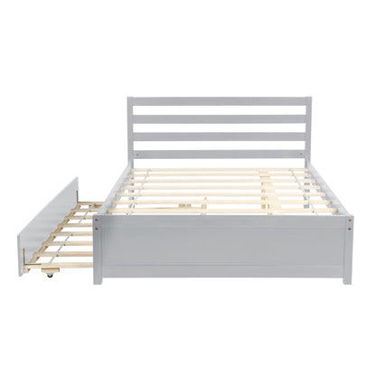 Amy Full Size Platform Bed Frame with Twin Trundle - Gray