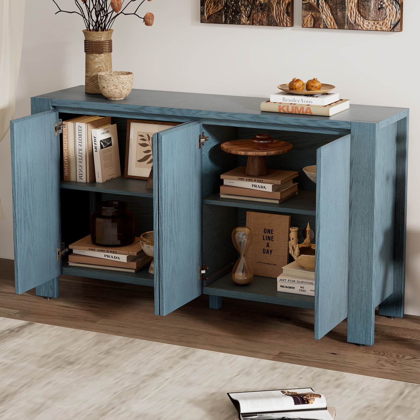 Cruz 4-door Sideboard - Navy Blue