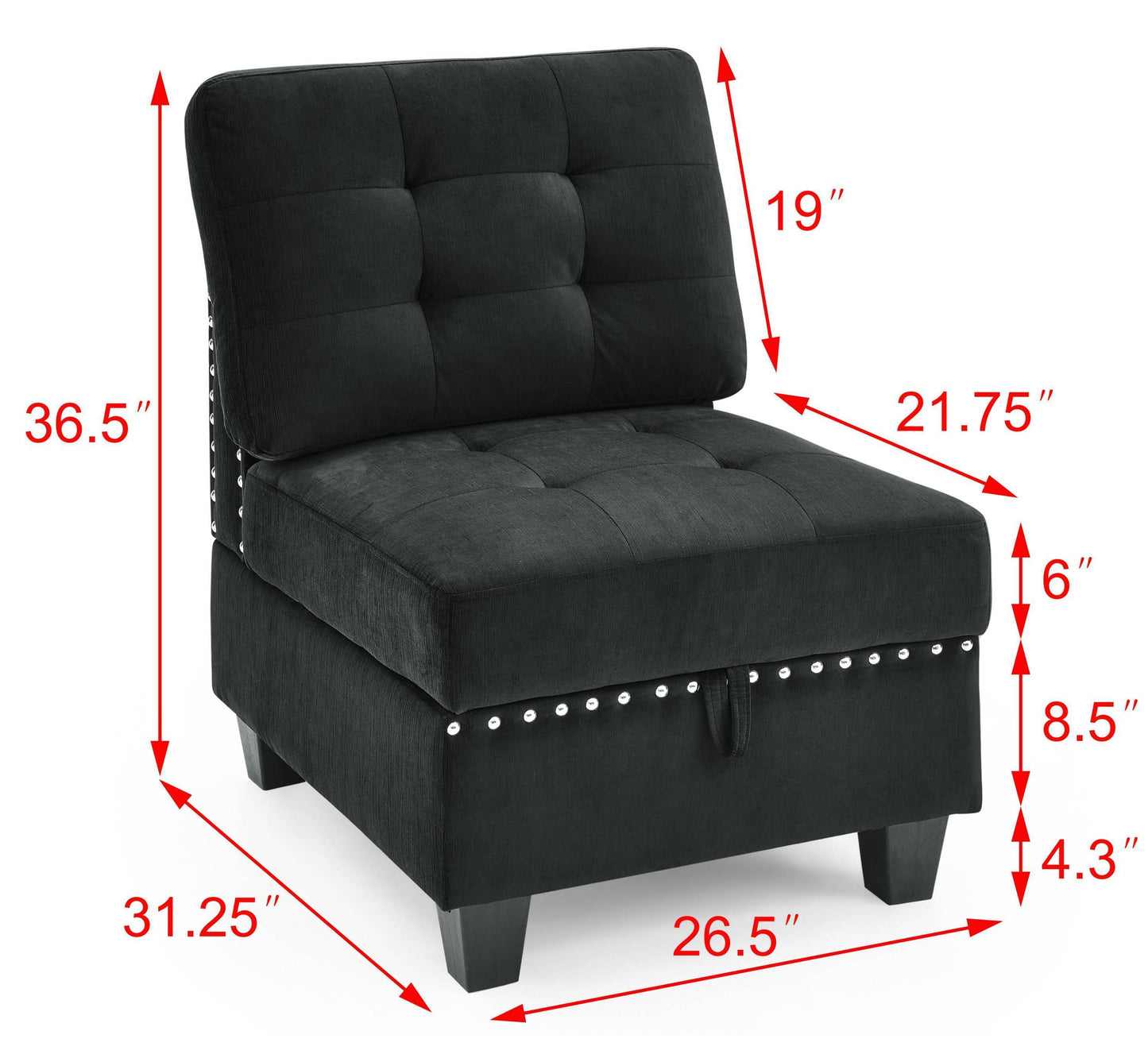 Supa Modular Sectional Velvet Sofa Set 2 - Black