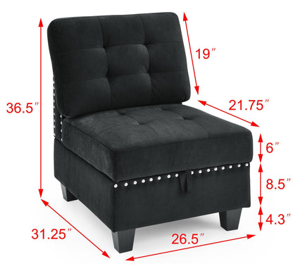 Supa Modular Sectional Velvet Sofa Set 2 - Black