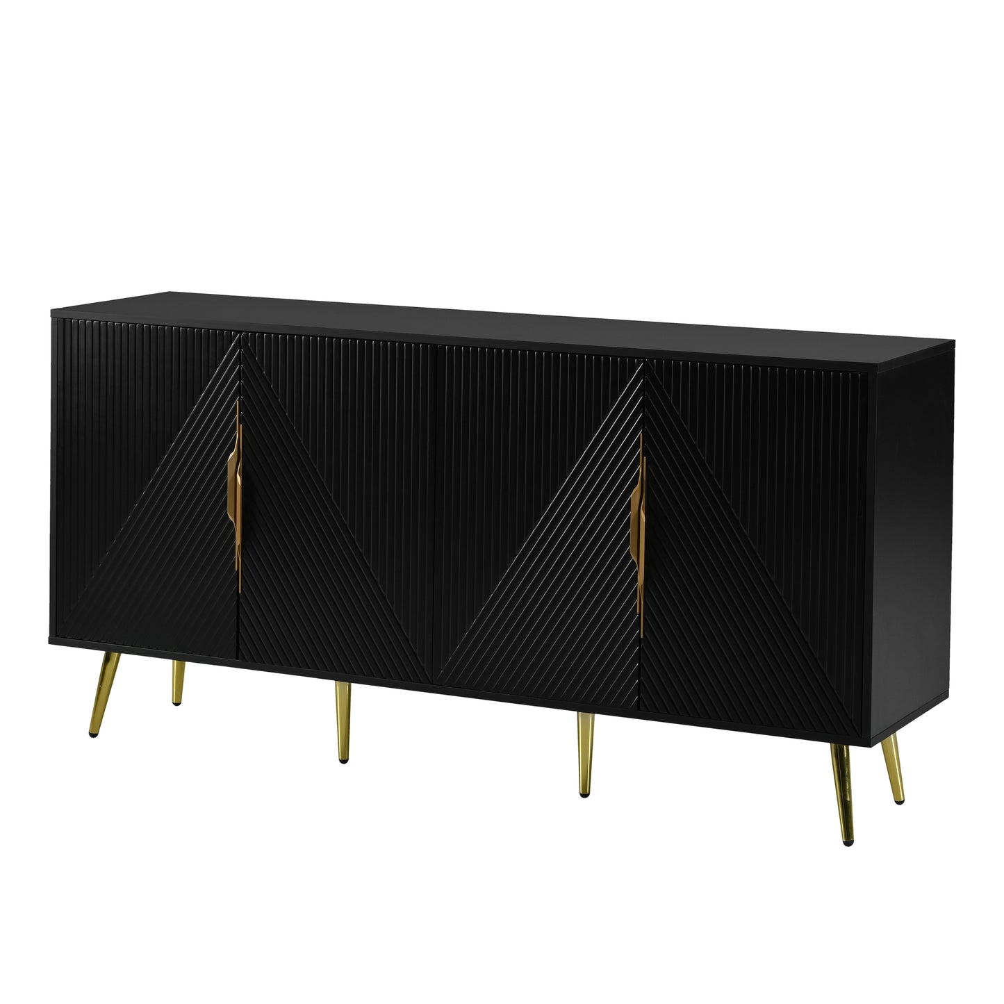 Aida Wave Geometric Design Sideboard Buffet - Black