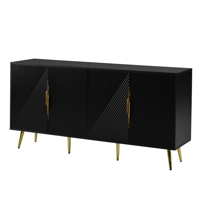 Aida Wave Geometric Design Sideboard Buffet - Black