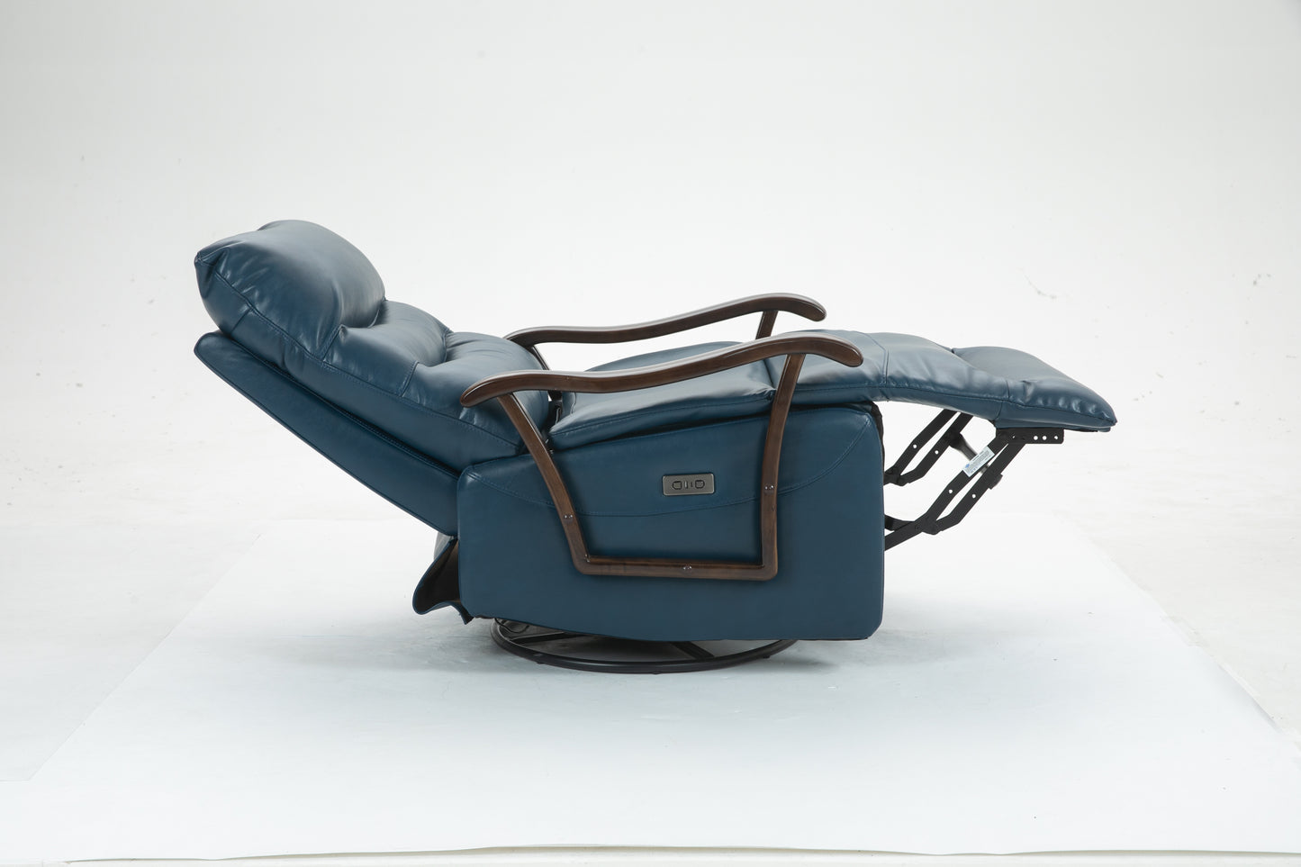 Berry Swivel Rocker Recliner Power Glider Chair with Solid Wood Armrests - Blue
