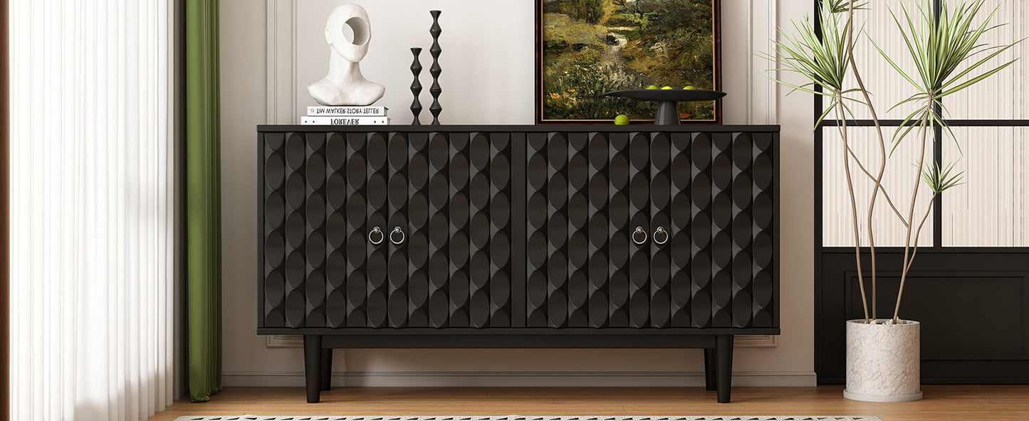 Celeste Convex Pattern Doors Sideboard Buffet - Black