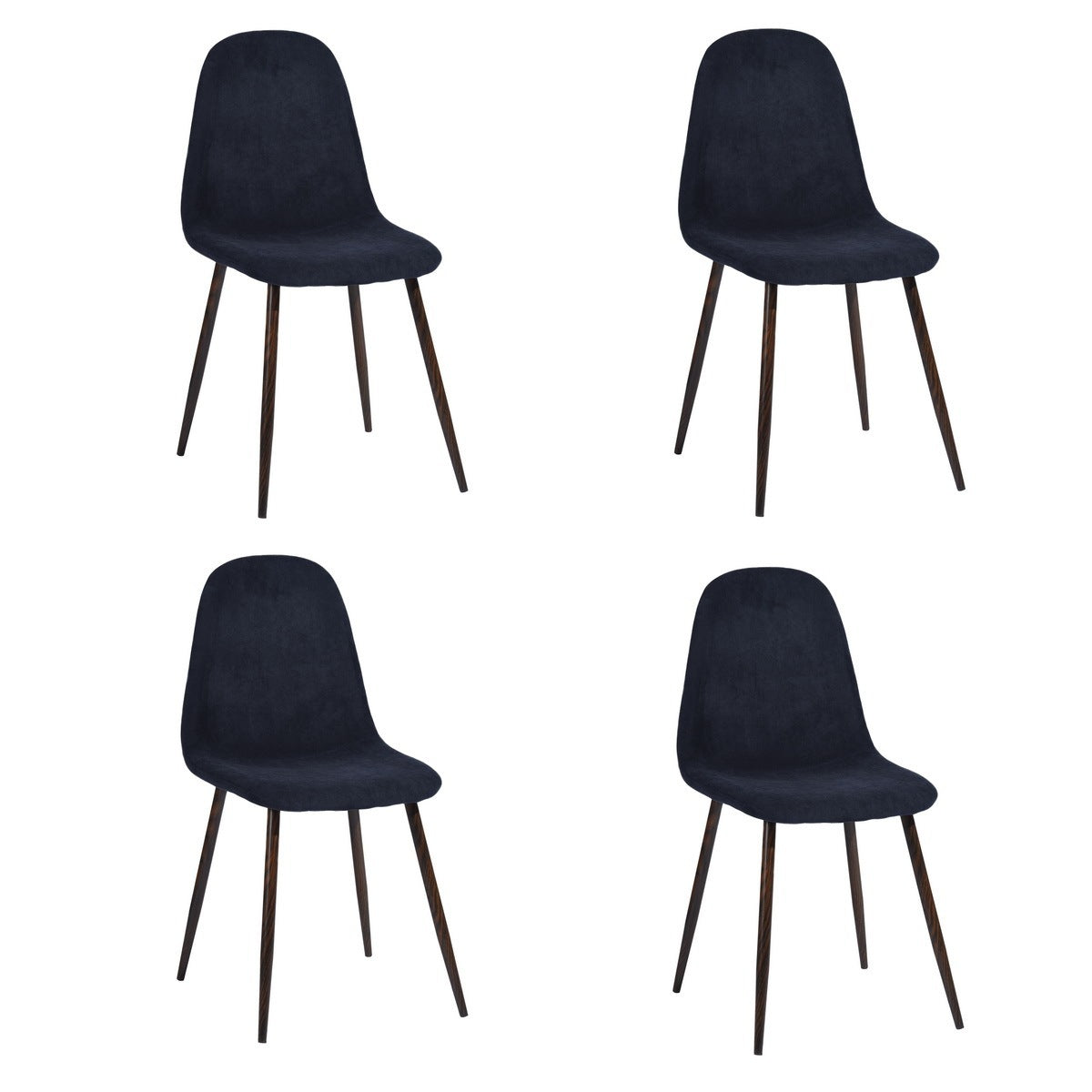 Scandinavian Velvet Chairs (Set of 4) - Dark Blue