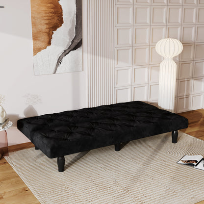 Giza Convertible Velvet Sofa Bed - Green - Matt Black