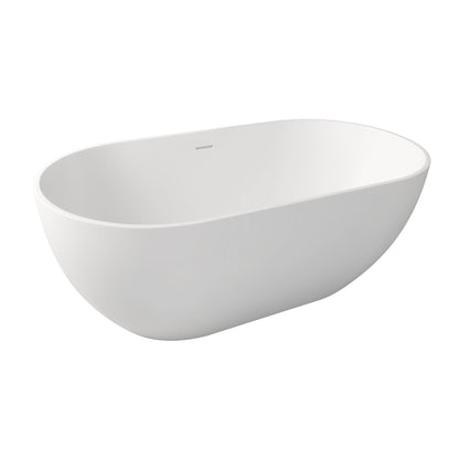 Gina 59" Solid Surface Freestanding Soaking Bathtub - Matte White