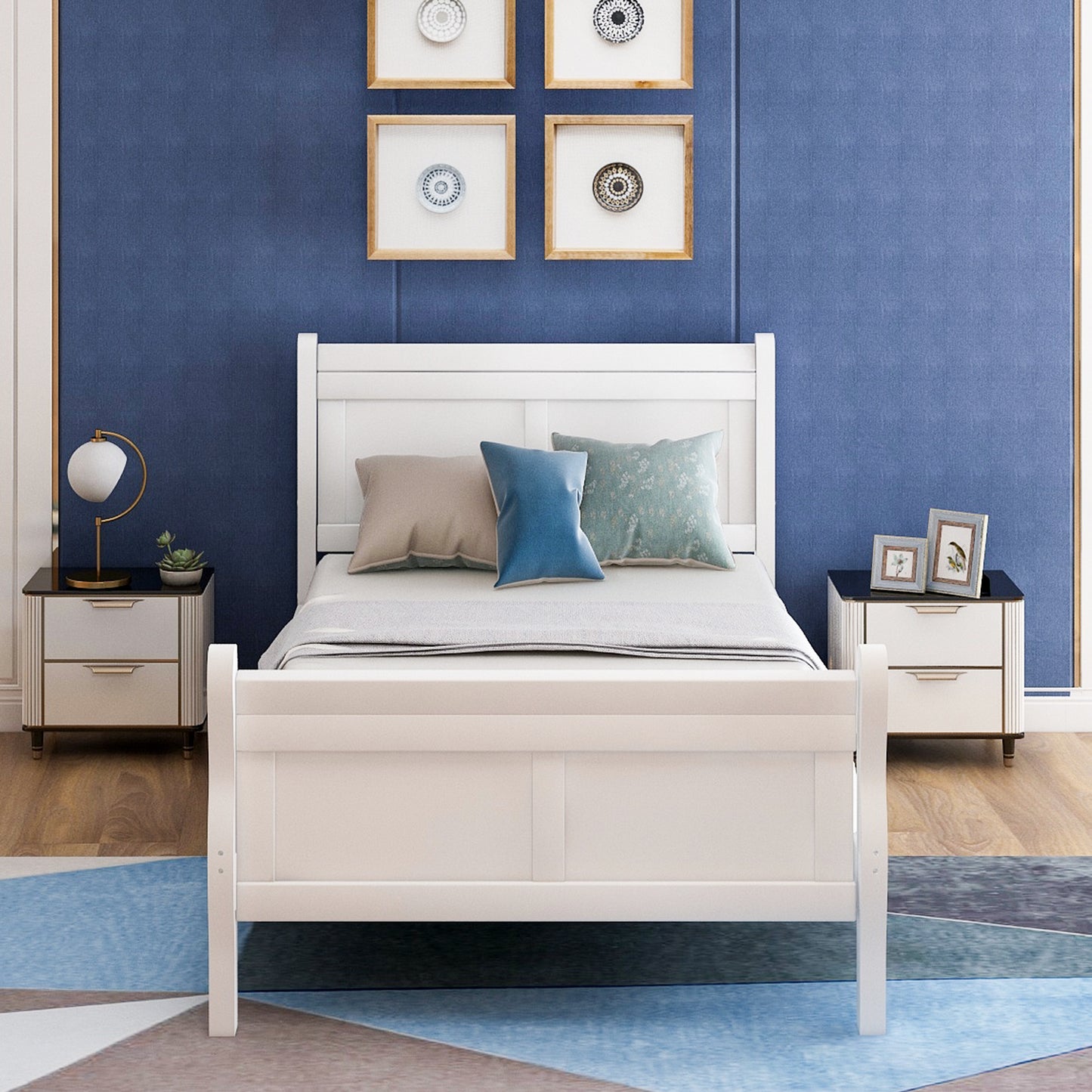 Urban Fusion Twin Size Wood Platform Bed - White