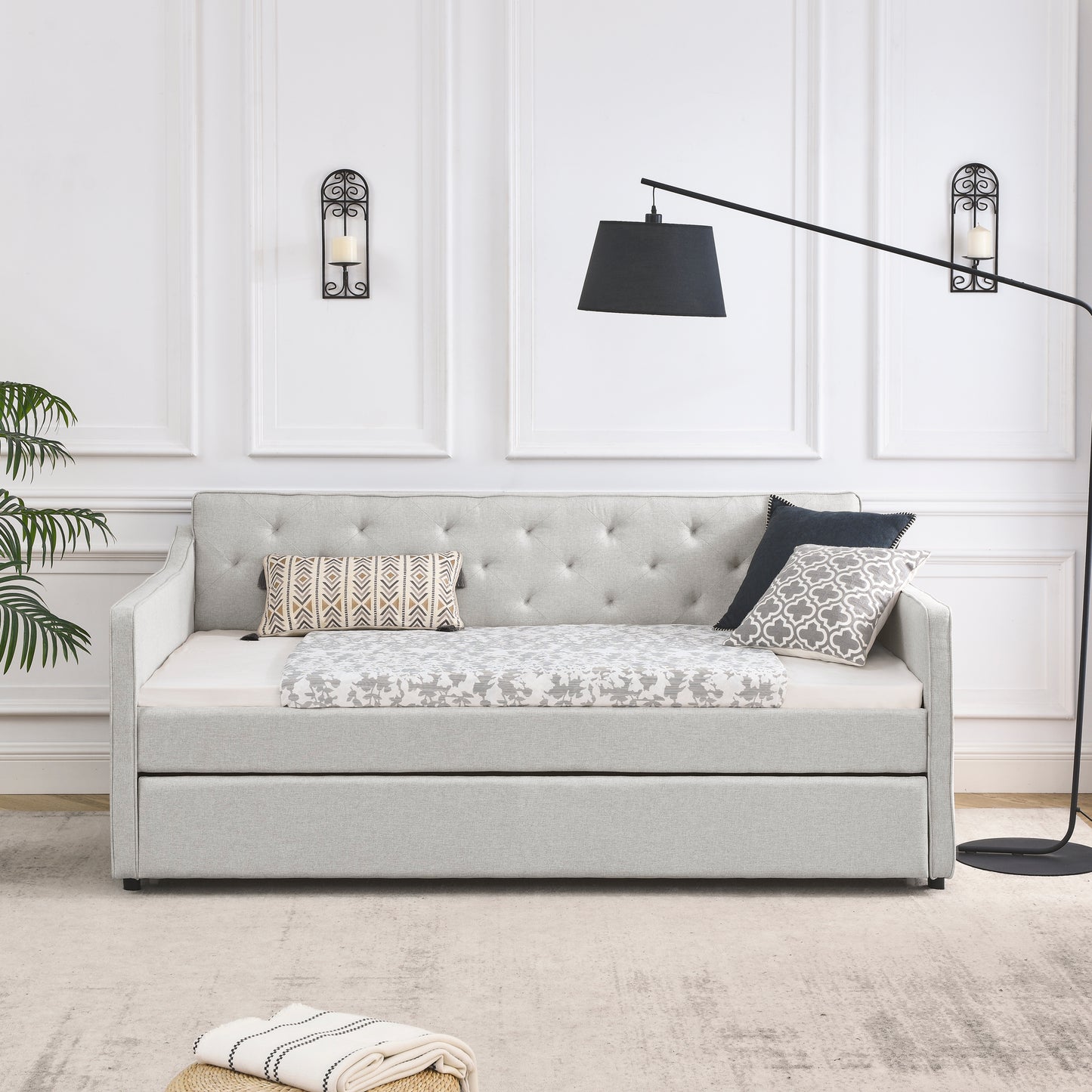 Hana Twin Size Daybed with Twin Size Trundle - Beige