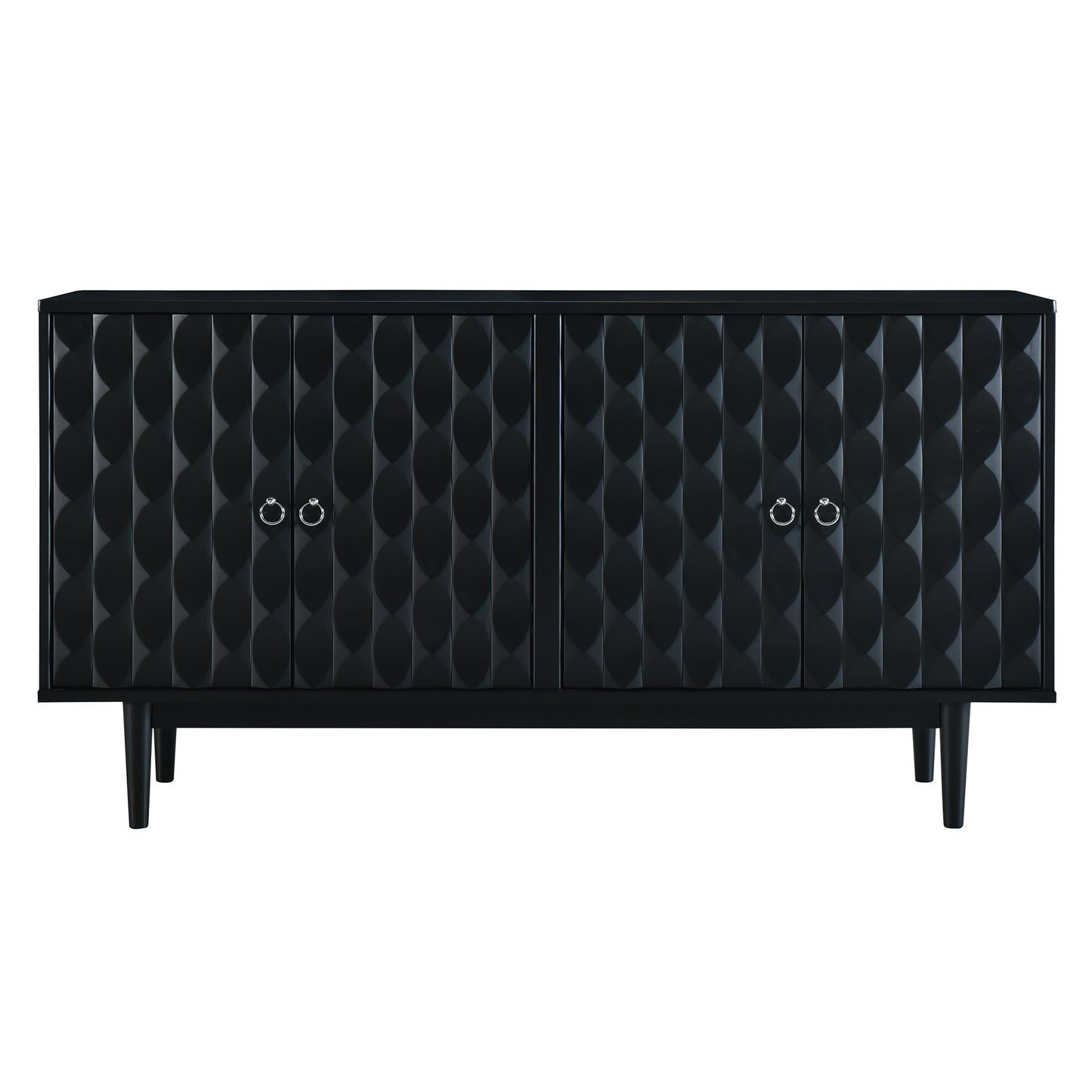 Celeste Convex Pattern Doors Sideboard Buffet - Black