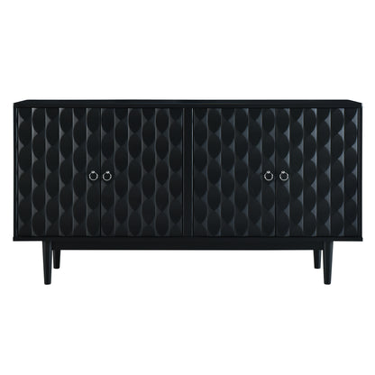 Celeste Convex Pattern Doors Sideboard Buffet - Black