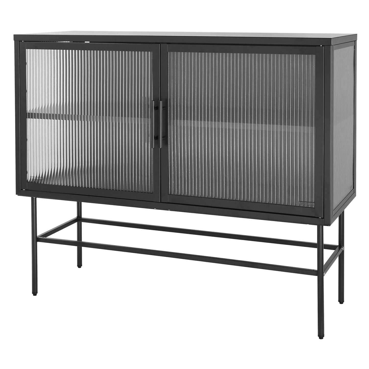 Pratt II Double Door Tempered Glass Sideboard - Black