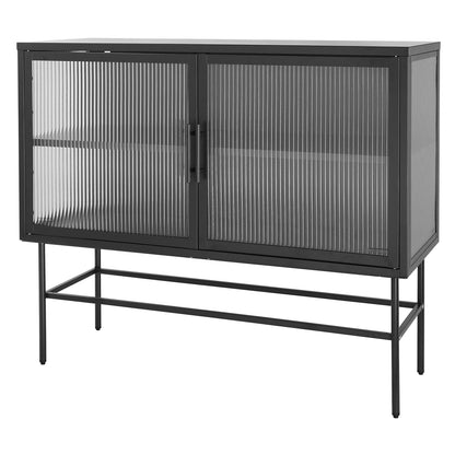 Pratt II Double Door Tempered Glass Sideboard - Black