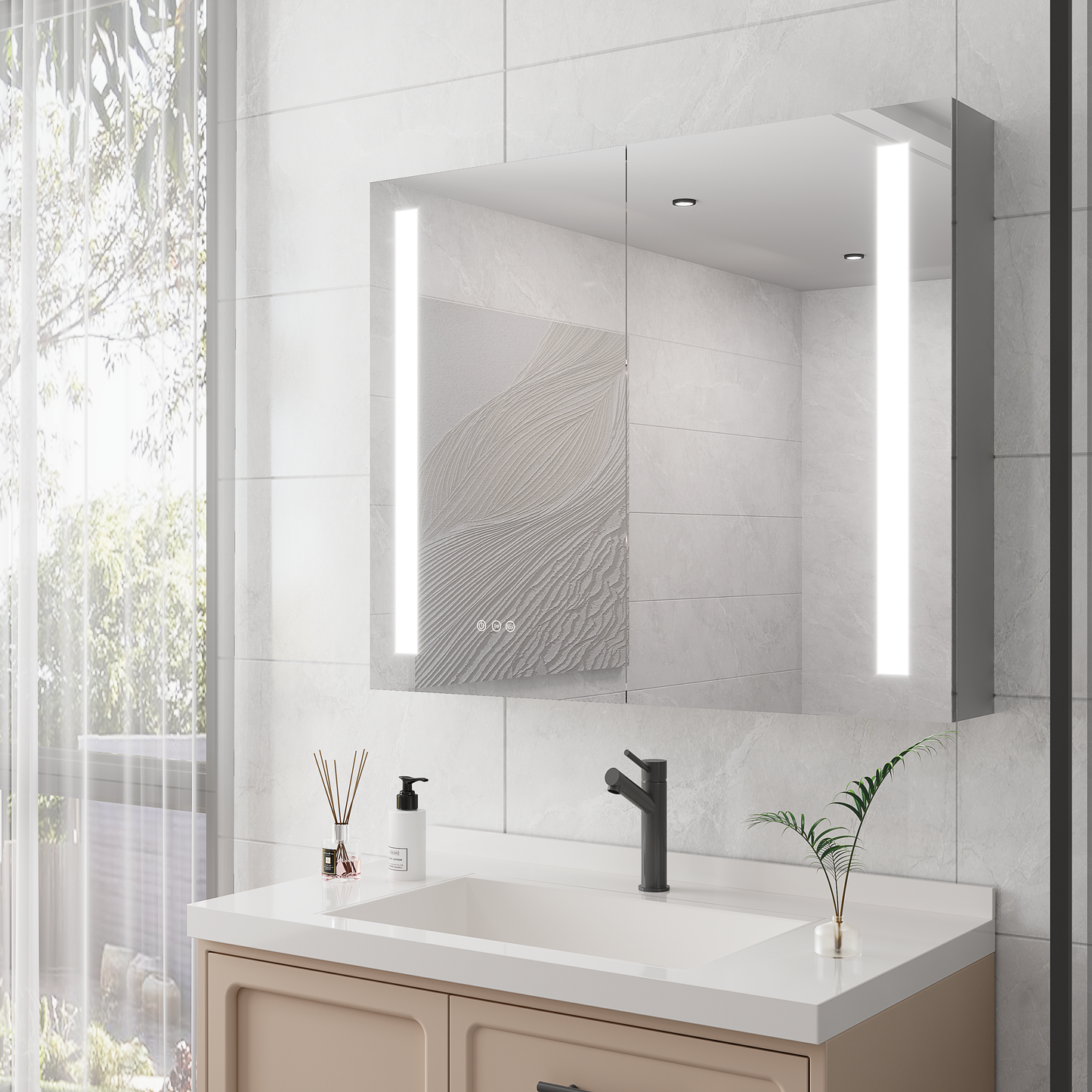 Nook Medicine Cabinet with LED Vanity Mirror