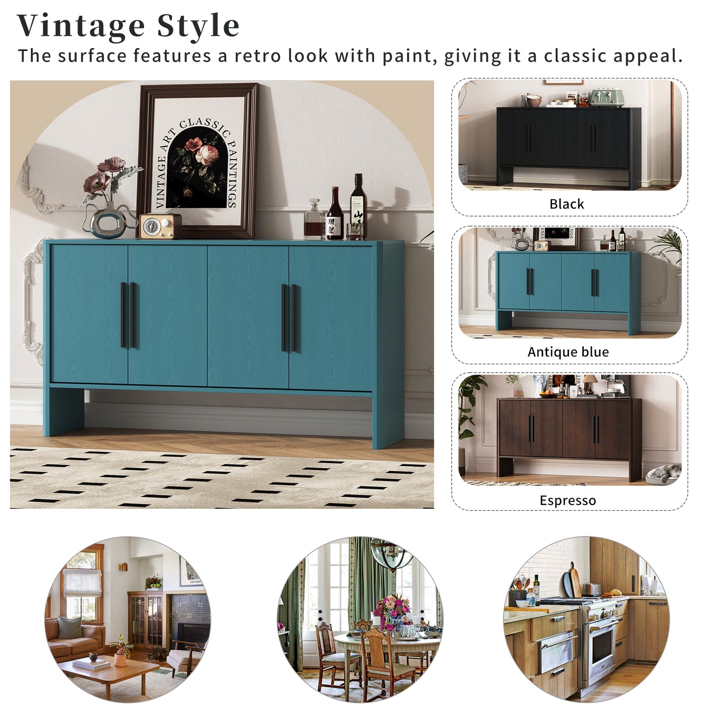 Miya Retro Sideboard Buffet - Teal
