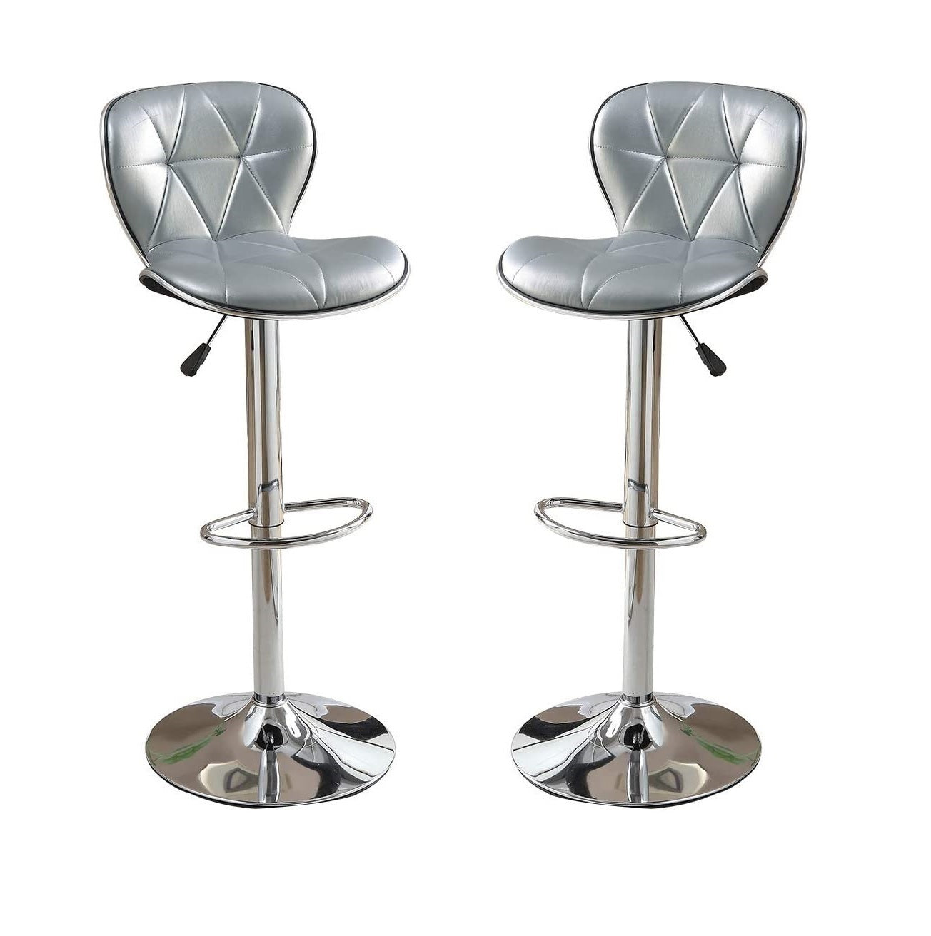 Daimon Faux Leather Adjustable Stool - Silver Set of 2
