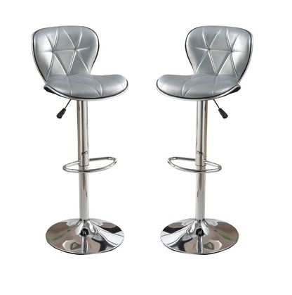 Daimon Faux Leather Adjustable Stool - Silver Set of 2