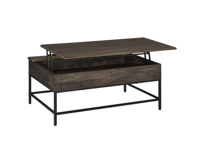 Cliff Lift Top Coffee Table and 2 End Table 3 Piece Set  - Brown