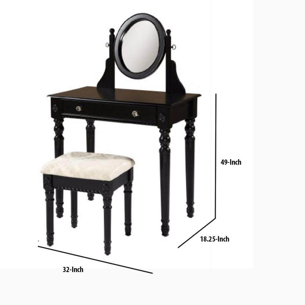 Mason Wooden Vanity Set with Adjustable Mirror and Drawer