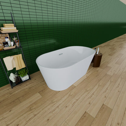 Niva  59" Glossy Acrylic Freestanding Soaking Bathtub - White