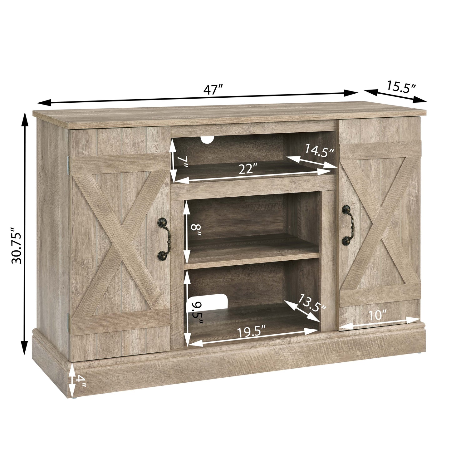 Utopia Media TV Stand Antique Entertainment Console - Gray