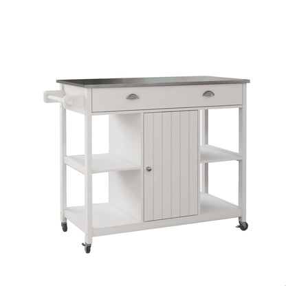 Oliver Stainless Steel Countertop white Kicthen Cart