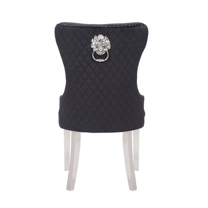 Newton Dining Velvet Chair with Golden Leg (Set of 2) - Black