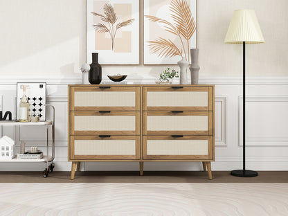 Noi 6 Drawer Dresser Wood Cabinet - Walnut