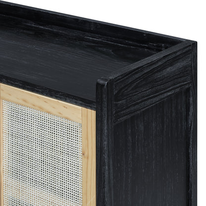 Hana Rattan Doors Sideboard Buffet - Black